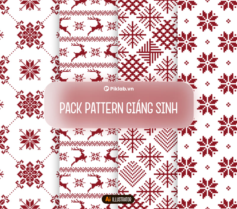 Noel Christmas Design Pattern Pack, Bộ Pattern Hoa Văn Giáng Sinh Đẹp Cho Thiết Kế, Họa Tiết Bông Tuyết, Tuần Lộc
